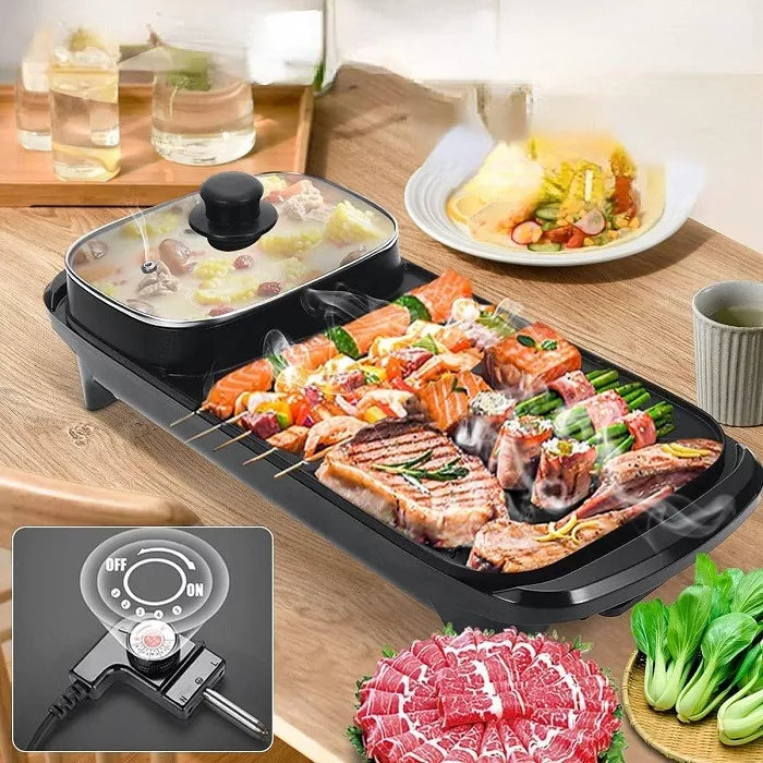 Plancha Parrilla Asador Eléctrico Para Hogar Color Negro